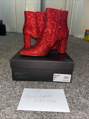 NIB! Betsey Johnson RED Cady Boots Size 9
